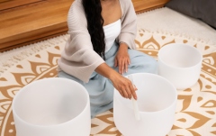 Boluri de meditaţie Meinl CS Bowl Set, white-frosted, Note G4, E4, C4, Throat -Solarplexus-Root Chakra