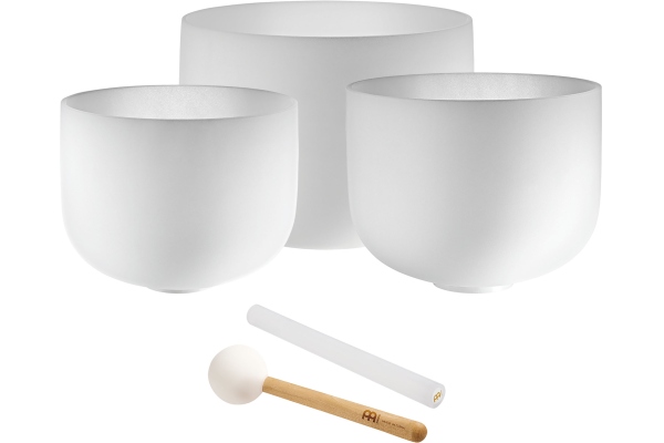 CS Bowls Set, white frosted, Note A4, F4, C4, Brow- Heart -Root Chakra