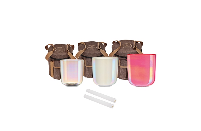 Boluri de meditaţie Meinl EC Singing Bowl Set, Note E4, B3, G3, Solarplexus-Crown-Throat Chakra