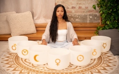 Boluri de meditaţie Meinl Planetary Tuned Crystal Singing Bowl Chakra Set