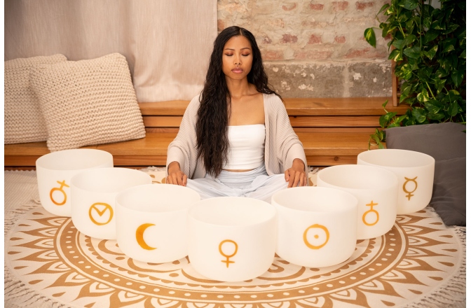 Boluri de meditaţie Meinl Planetary Tuned Crystal Singing Bowl Chakra Set