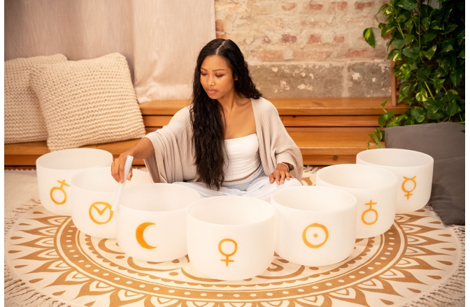 Boluri de meditaţie Meinl Planetary Tuned Crystal Singing Bowl Chakra Set