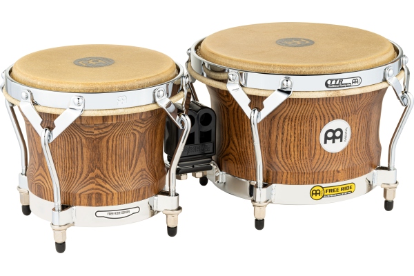 Woodcraft Series Wood Bongo 7" MACHO &#38; 9" HEMBRA - Zebra Finished Ash/Chrome HW