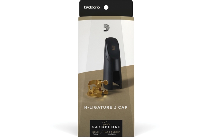 Brățară și Capac de Saxofon Tenor Daddario Woodwinds H-Ligature & Cap Tenor Saxophone (Hard Rubber Mouthpieces) Gold