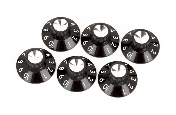 Butoane pentru potențiometre Fender Pure Vintage Black/Silver Skirted Amplifier Knobs 