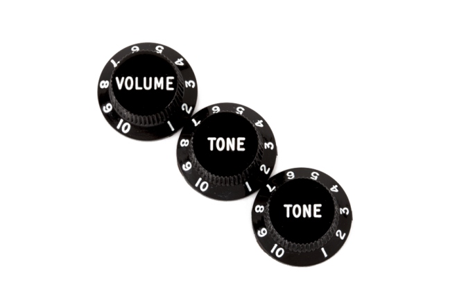 Buton potențiomeru chitară Fender Stratocaster Knobs Black (Volume Tone Tone)