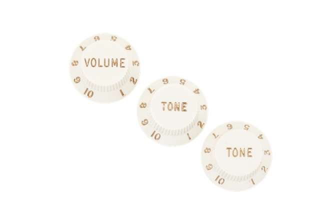 Buton potențiomeru chitară Fender Stratocaster Knobs Parchment (Volume Tone Tone)