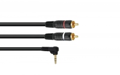cablu adaptor Omnitronic Adaptercable 3.5 Jack 90°/2xRCA 0,5m bk