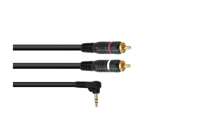 cablu adaptor Omnitronic Adaptercable 3.5 Jack 90°/2xRCA 1.5m bk