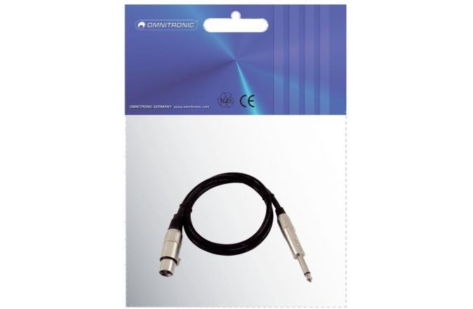 Cablu adaptor XLRf-TS Omnitronic Adaptercable XLR(F)/Jack mono 0.9m bk