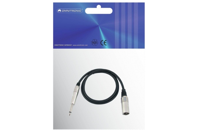 Cablu adaptor XLRm-TS Omnitronic Adaptercable XLR(M)/Jack mono 0.9m bk