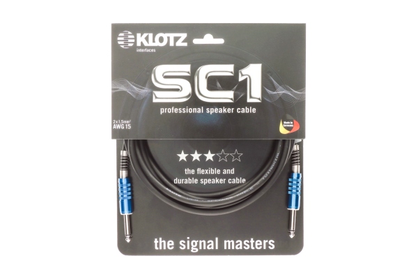 2x 1.5 mm² speaker cable PVC with jack plugs by KLOTZ - 10 m
