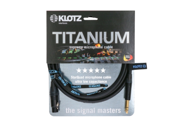 Cablu audio profesional Klotz TITANIUM StarQuad analog audio cable with female XLR by Neutrik® to balanced jack plug - 1 m
