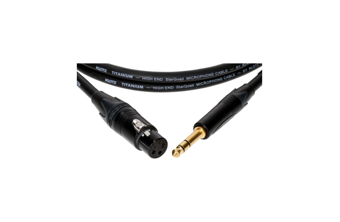 Cablu audio profesional Klotz TITANIUM StarQuad analog audio cable with female XLR by Neutrik® to balanced jack plug - 7.5 m