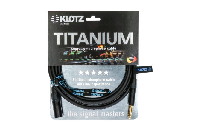 Cablu audio profesional Klotz TITANIUM StarQuad analog audio cable with male XLR by Neutrik® to balanced jack plug - 7.5 m