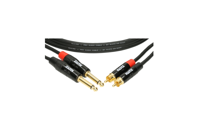 Cablu audio RCA-jack Klotz MiniLink Pro stereo twin cable with gold-plated metal rca and jack plugs - 3 m