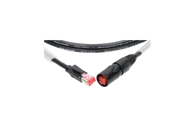 Cablu CAT5e exterior Klotz highly flexible RamCAT network cable for the use on the road - blackCAT5e (S/UTP) / etherCON - RJ45 - 2x transparent - 50 m