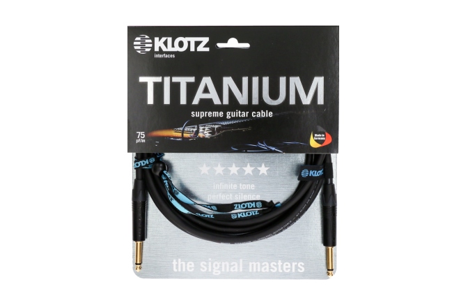 Cablu chitară high-end Klotz TITANIUM supreme guitar cable - 3 m - black - straight - angled