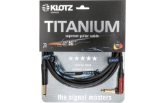 Cablu chitară high-end Klotz TITANIUM supreme guitar cable - 4,5 m - black and red - straight - angled (SilentPlug)