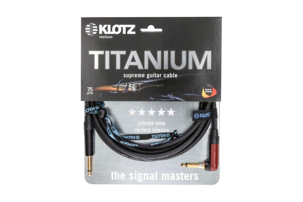 TITANIUM supreme guitar cable - 4,5 m - black and red - straight - angled (SilentPlug)