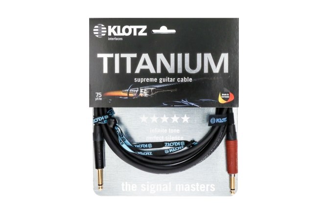 Cablu chitară high-end Klotz TITANIUM supreme guitar cable - 4,5 m - black and red - straight - straight (SilentPlug)