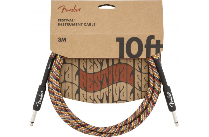 Cablu de instrument/chitară Fender Festival Instrument Cable Straight 3m - Rainbow