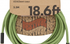 Cablu de instrument/chitară Fender Festival Instrument Cable - Straight/Angle 5.5m - Pure Hemp - Green