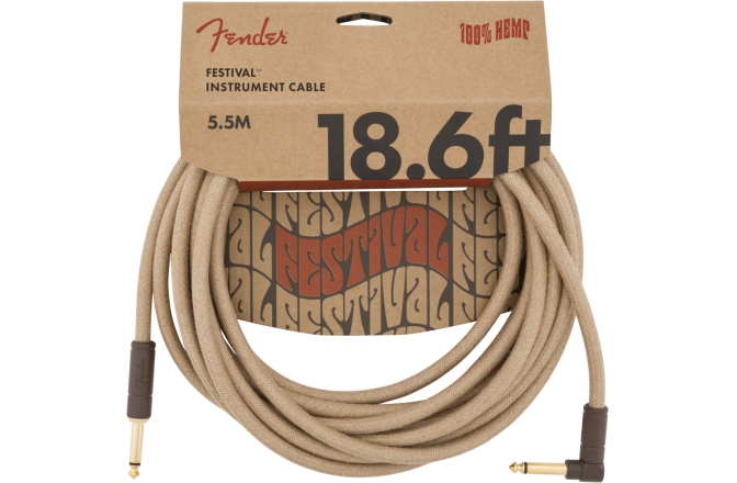 Cablu de instrument/chitară Fender Festival Instrument Cable Straight/Angle 5.5m Pure Hemp Natural