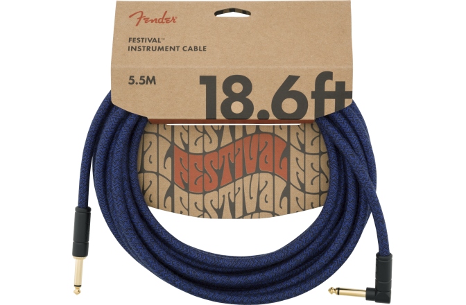 Cablu de instrument/chitară Fender Festival Instrument Cable Straight/Angle 5.6m Pure Hemp Blue Dream