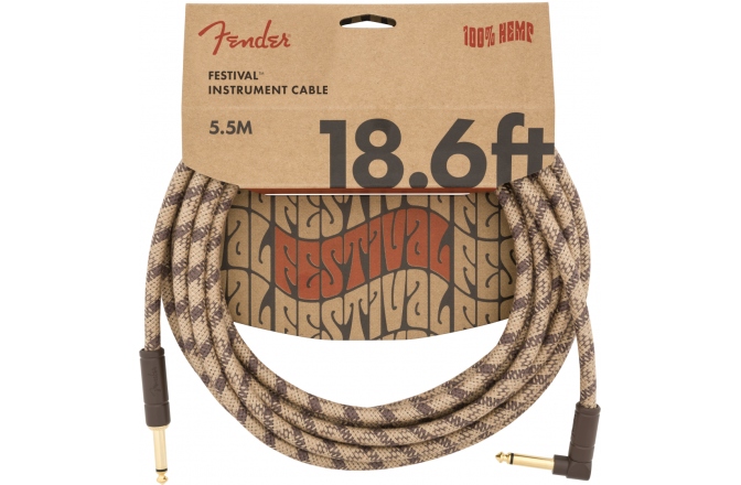 Cablu de instrument/chitară Fender Festival Instrument Cable Straight/Angle 5.6m Pure Hemp Brown Stripe
