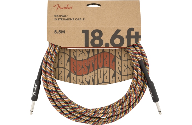 Cablu de instrument/chitară Fender Festival Instrument Cable Straight/Straight 5.5m Pure Hemp Rainbow