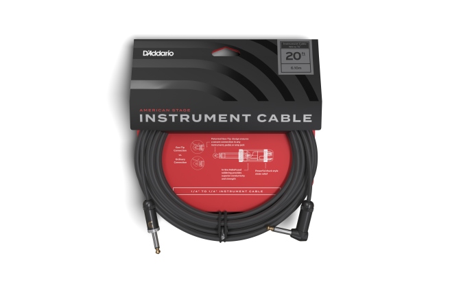 Cablu de instrument Daddario American Stage Instrument Cable Right Angle 6,096 m