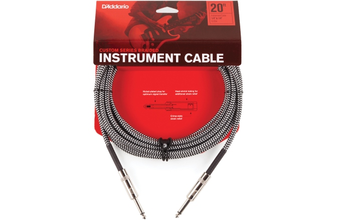 Cablu de instrument Daddario Custom Series Braided Instrument Cable Grey 6,10 m