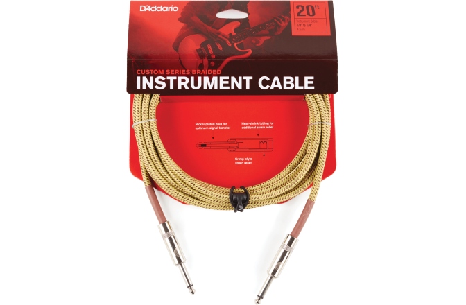 Cablu de instrument Daddario Custom Series Braided Instrument Cable Tweed 6,09 m