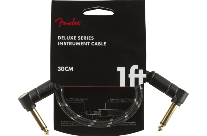 Cablu de Instrument Fender Deluxe Series Instrument Cable Angle/Angle 1' Black Tweed