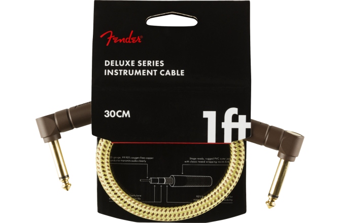 Cablu de Instrument Fender Deluxe Series Instrument Cable Angle/Angle 1' Tweed