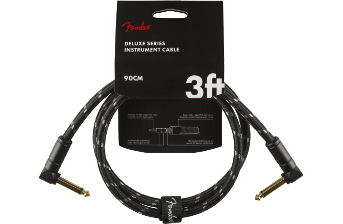 Cablu de Instrument Fender Deluxe Series Instrument Cable Angle/Angle 3' Black Tweed