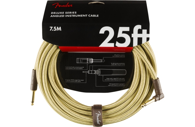 Cablu de Instrument Fender Deluxe Series Instrument Cable Straight/Angle 25' Tweed