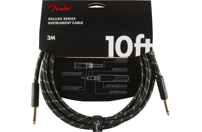 Cablu de Instrument Fender Deluxe Series Instrument Cable Straight/Straight 10' Black Tweed