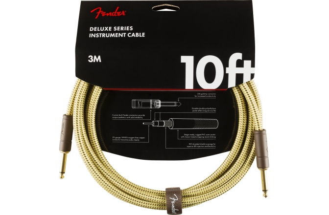 Cablu de Instrument Fender Deluxe Series Instrument Cable Straight/Straight 10' Tweed