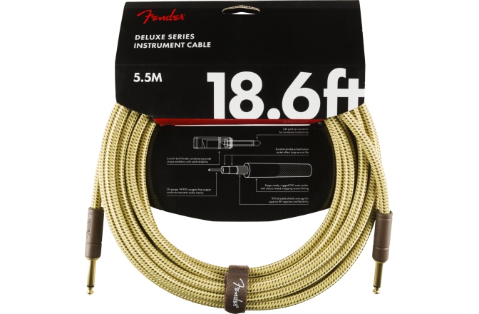 Cablu de Instrument Fender Deluxe Series Instrument Cable Straight/Straight 18.6' Tweed