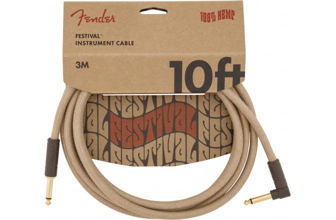 Cablu de Instrument Fender Festival Instrument Cable Straight/Angle 10' Pure Hemp Natural