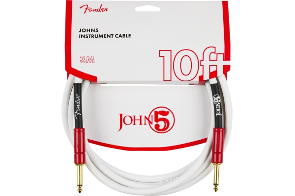 John 5 Instrument Cable White and Red 10'