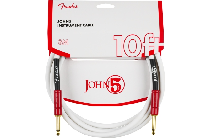 Cablu de Instrument Fender John 5 Instrument Cable White and Red 10'