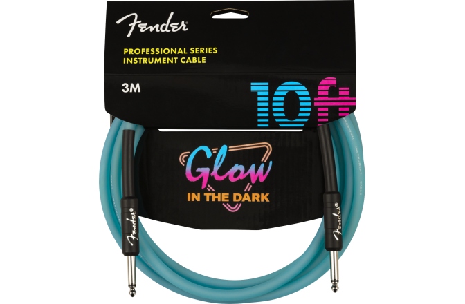 Cablu de Instrument Fender Professional Series Glow in the Dark Cable Blue 10'