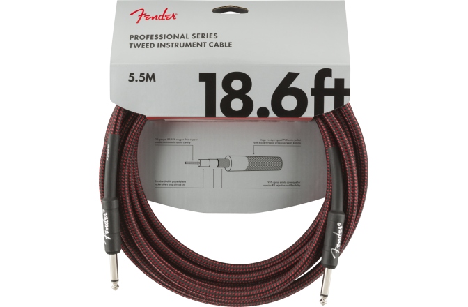 Cablu de Instrument Fender Professional Series Instrument Cable 18.6' Red Tweed