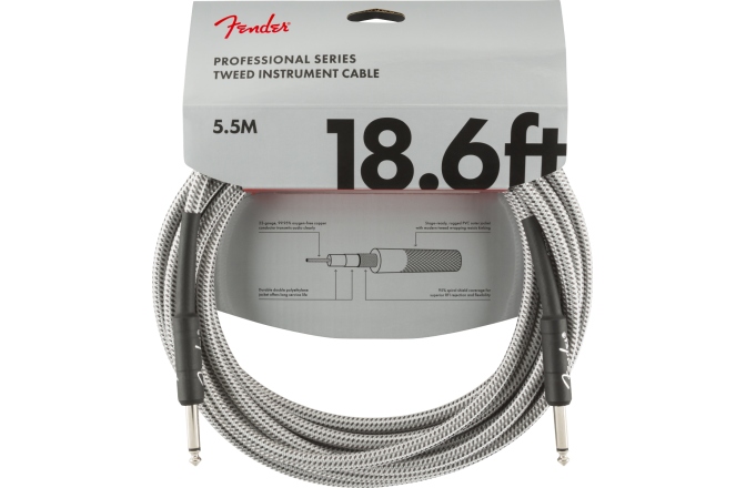 Cablu de Instrument Fender Professional Series Instrument Cable 18.6' White Tweed