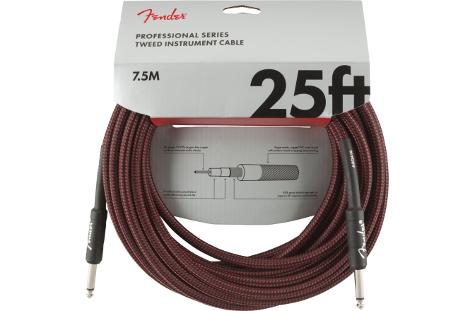 Cablu de Instrument Fender Professional Series Instrument Cable 25' Red Tweed