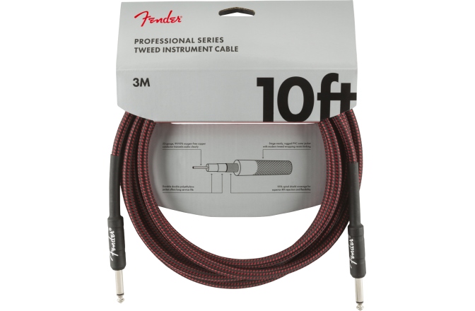 Cablu de Instrument Fender Professional Series Instrument Cables 10' Red Tweed