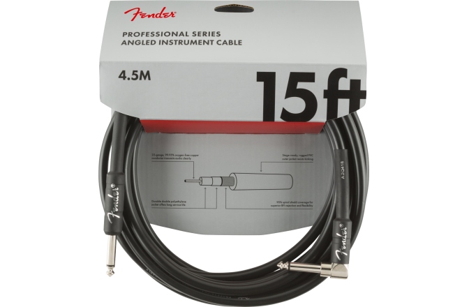 Cablu de Instrument Fender Professional Series Instrument Cables Straight/Angle 15' Black